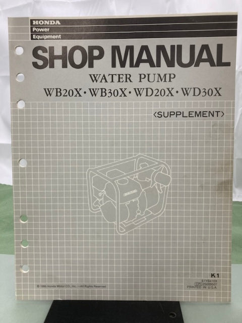 Honda 61YB410 WB20X WB30X WD20X WD30X Water Pump Shop Man '86 w/ Supps Genuine