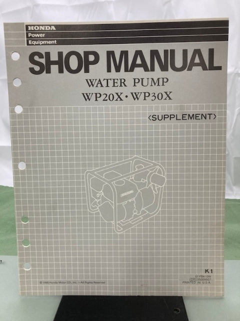 Honda 61YB410 WB20X WB30X WD20X WD30X Water Pump Shop Man '86 w/ Supps Genuine
