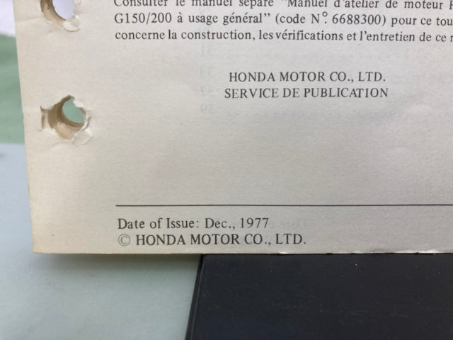 Honda 6695501 WA30 Water Pump Shop Manual 1977 Genuine