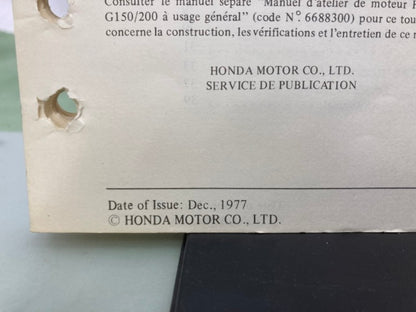 Honda 6695501 WA30 Water Pump Shop Manual 1977 Genuine