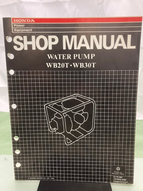 Honda 61YB360 WB20T WB30T Water Pump Shop Manual 1990 Genuine