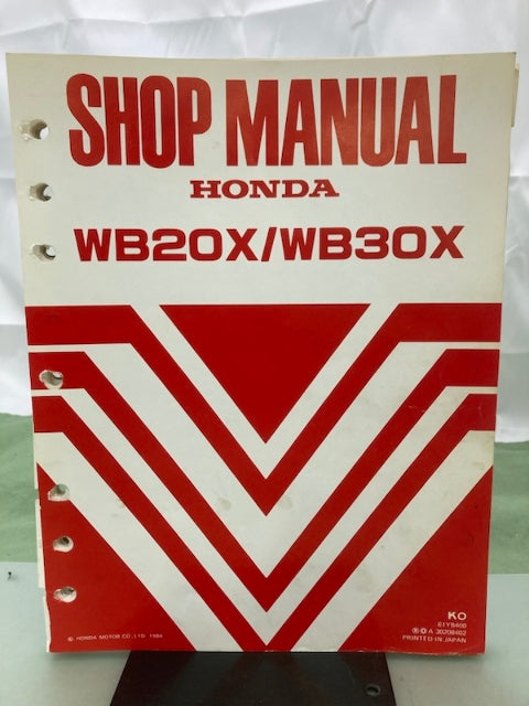 Honda 61YB400 WB20X WB30X Water Pump Shop Manual 1984 Genuine