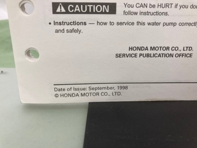 Honda 61YF200 WX15 Water Pump Shop Manual 1998 Genuine