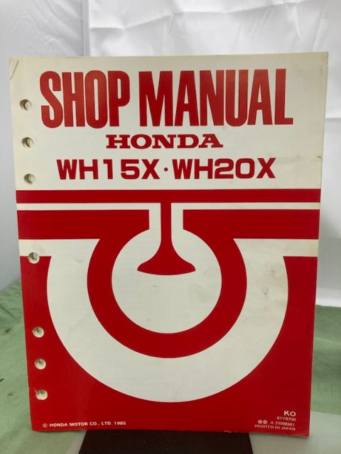 Honda 61YB700 WH15X WH20X Water Pump Shop Manual '85 Revised '07 w/ Supp Genuine