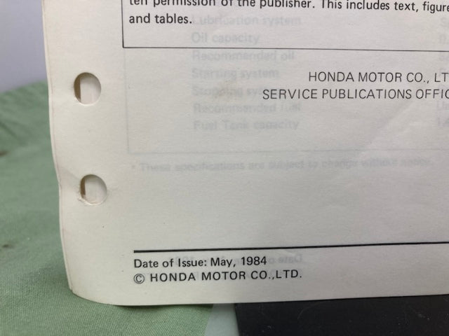 Honda 61YB060 Water Pump Shop Manual 1984 w/ Supplement 61YB060Z 1994 Genuine