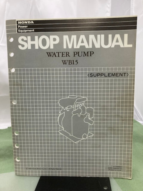 Honda 61YB060 Water Pump Shop Manual 1984 w/ Supplement 61YB060Z 1994 Genuine