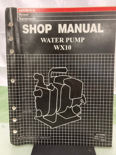 Honda 61YE900 WX10 Water Pump Shop Manual 1997 Genuine