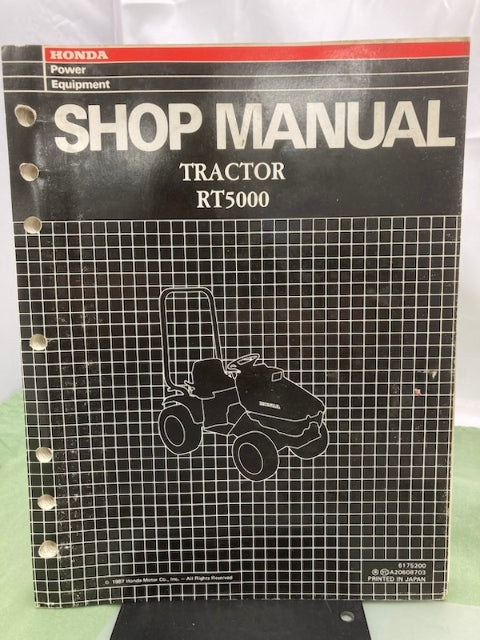 Honda 6175200 RT5000 Tractor Shop Manual 1987 w/ Supplements 6175200Z/Y Genuine