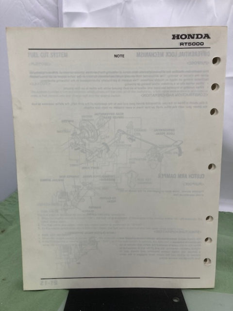 Honda 6175200 RT5000 Tractor Shop Manual 1987 w/ Supplements 6175200Z/Y Genuine