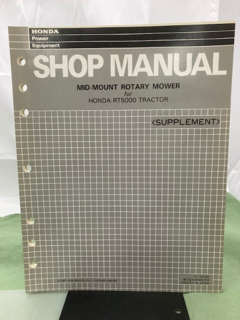 Honda 6175200 RT5000 Tractor Shop Manual 1987 w/ Supplements 6175200Z/Y Genuine