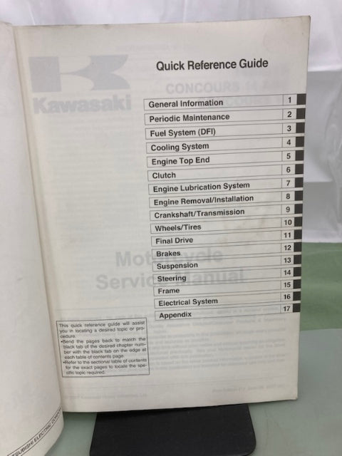 Kawasaki 99924-1379-01 1400GTR Concours 14 ABS Service Manual 2007 Genuine