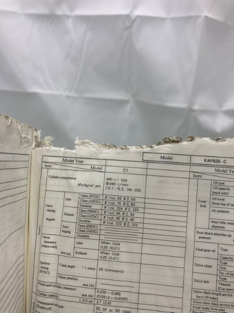 Kawasaki 99926-1026-01 Service Specification Handbook '94, '95 Model Genuine