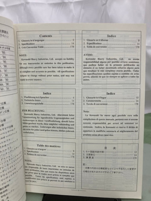 Kawasaki 99926-1020-01 Service Specification Handbook '91, '92 Model Genuine