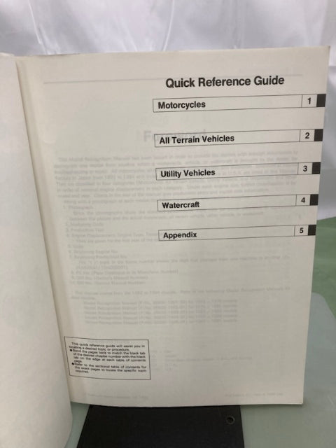 Kawasaki 99930-1006-01 Model Recognition Manual '92-'94 Model Genuine