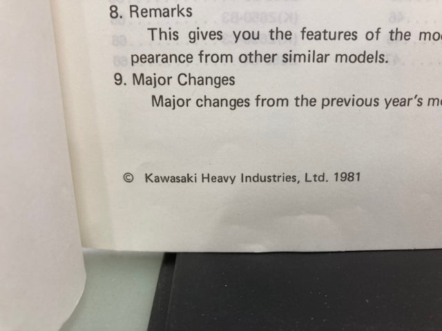 Kawasaki 99930-1002-01 Model Recognition Manual 1979-1981 Model Genuine