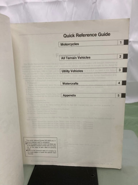 Kawasaki 99930-1005-01 Model Recognition Manual '89-'91 Model Genuine