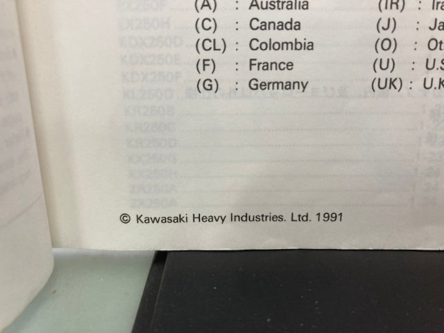 Kawasaki 99930-1005-01 Model Recognition Manual '89-'91 Model Genuine