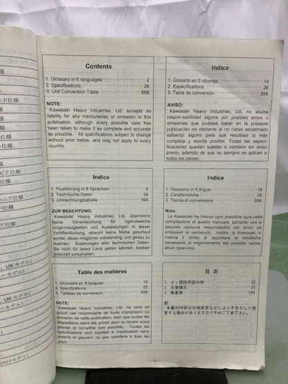 Kawasaki 99926-1037-01 Service Specifications Handbook '01-'04 Model Genuine