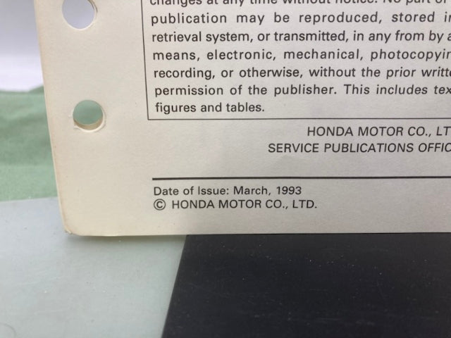 Honda 61ZC600 EB12D Generator Shop Manual '91 w/ Supplement 61ZC600Z '93 Genuine