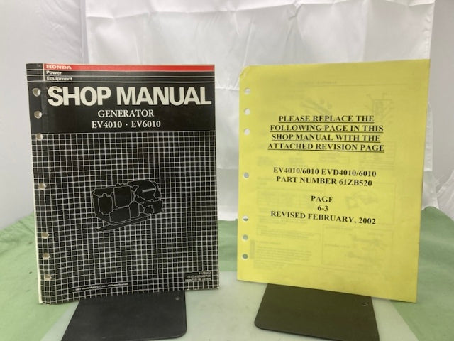 Honda 61ZB500 EV4010 EV6010 Generator Shop Manual 1991 w/ 2002 Revisions Genuine
