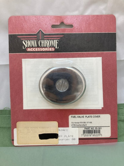 Show Chrome 55-301 Fuel Valve Plate Cover New Genuine