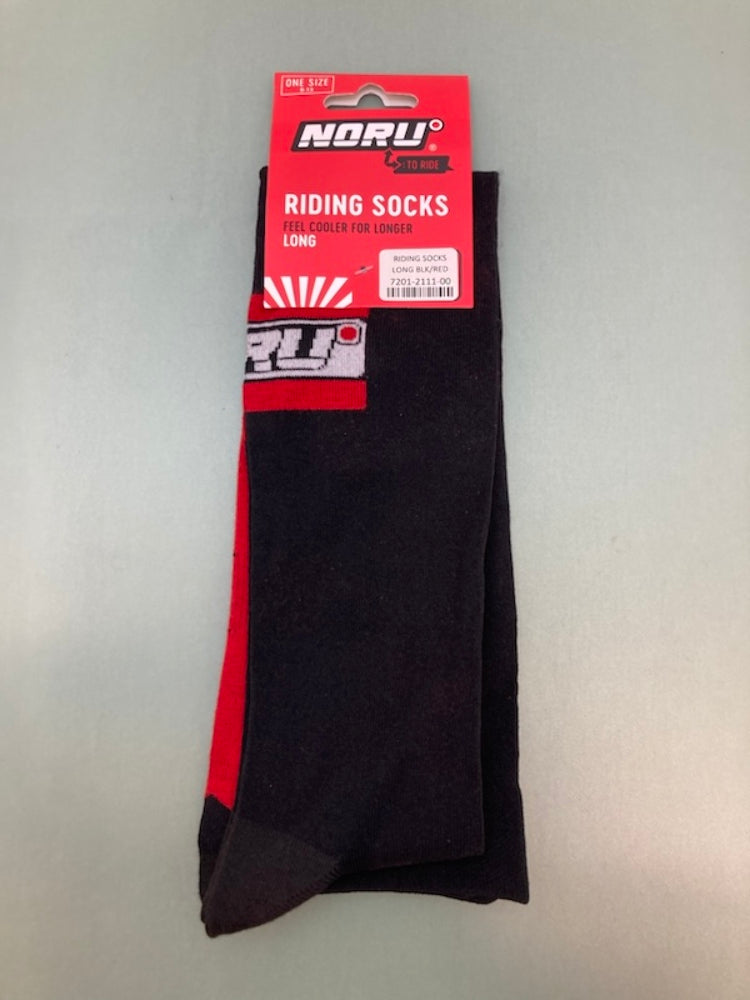 Noru 7201-2111-00 Riding Socks Long BLK/RED (9-13) New Genuine