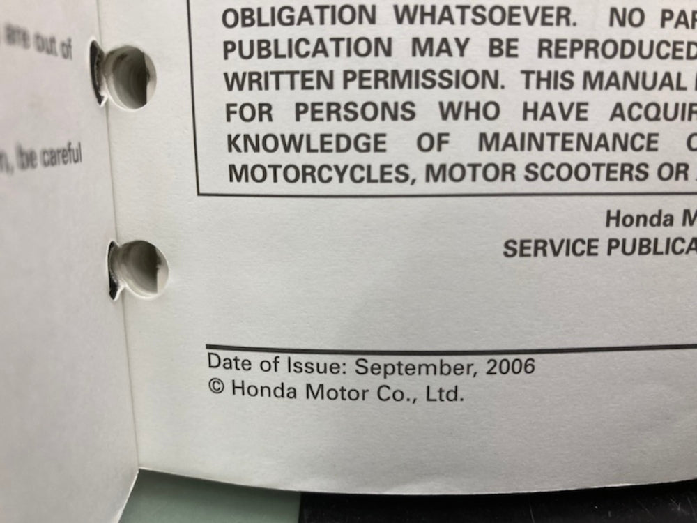 Honda 61MCV05 VTX1800N/R/S/T Service Manual 2006 w/ Setup Instructions Genuine