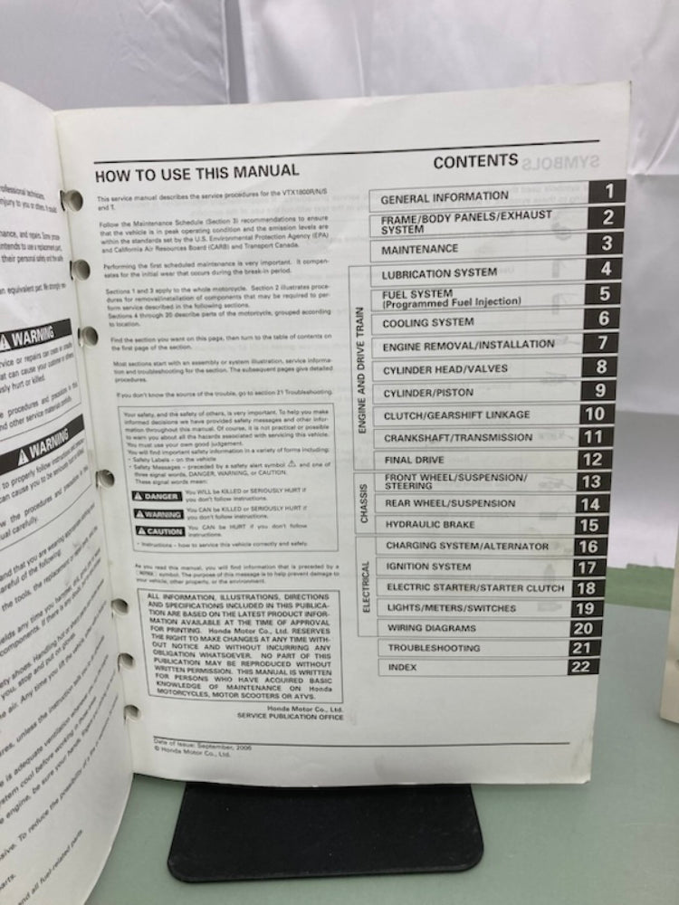 Honda 61MCV05 VTX1800N/R/S/T Service Manual 2006 w/ Setup Instructions Genuine