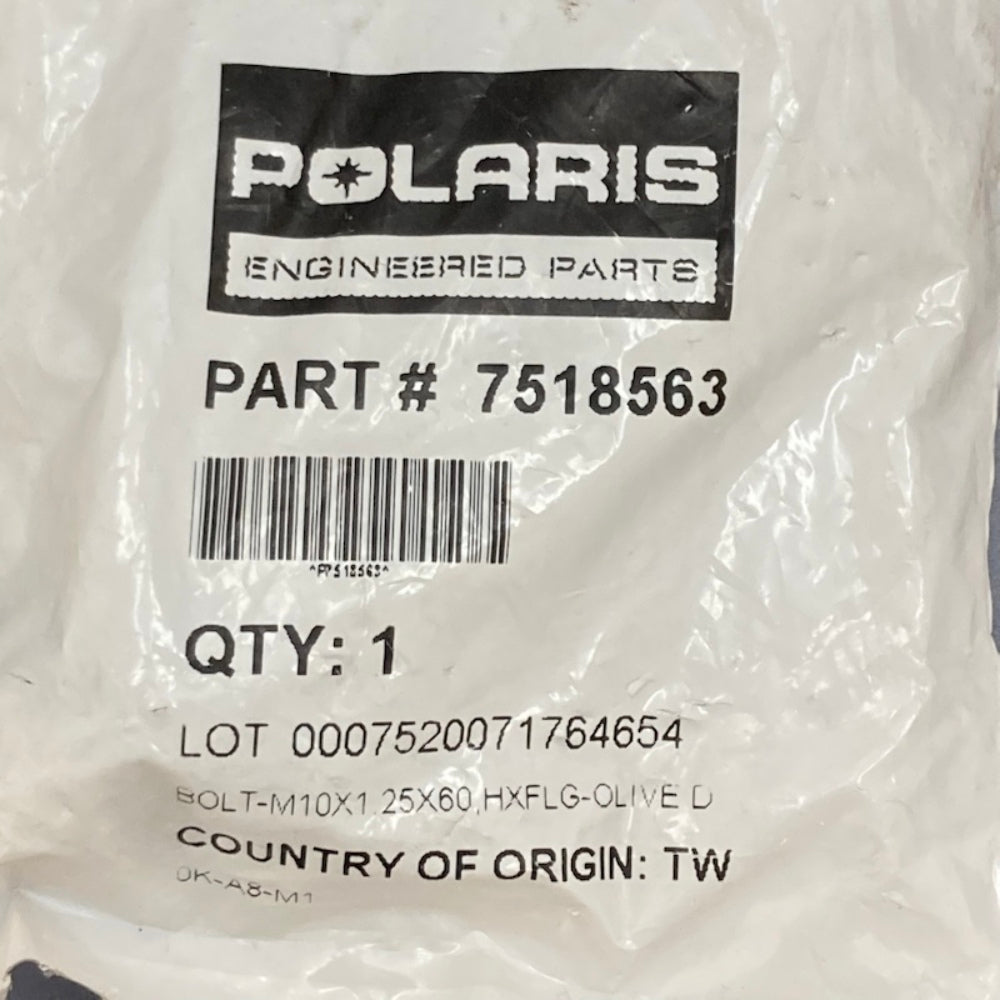 Polaris 7518563 Hex Flange Bolt (M10x1.25x60mm) New Genuine