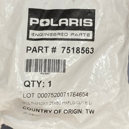 Polaris 7518563 Hex Flange Bolt (M10x1.25x60mm) New Genuine
