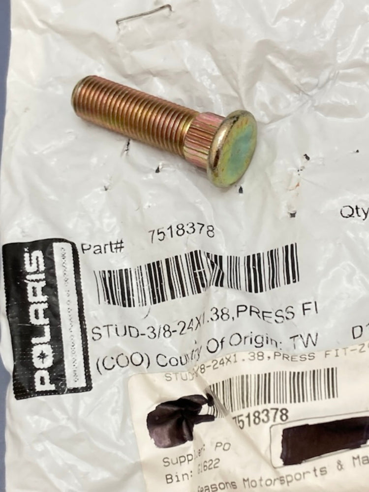 QTY 4 Polaris 7518378 Wheel Press Fit Stud (3/8-24x1.38in) New Genuine