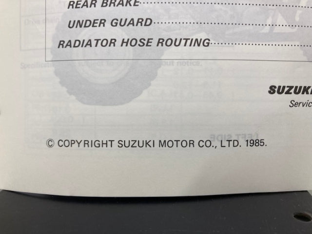 Suzuki 99501-42050-01E LT250R Supplementary Service Manual '85 Genuine