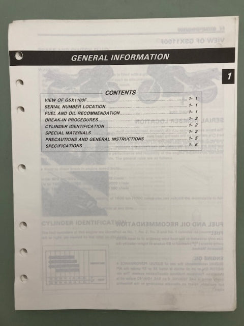 Suzuki 99500-39080-03E Katana 1100 Service Manual '87 Genuine