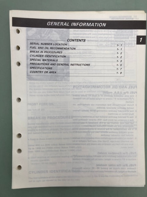 Suzuki 99500-39090-03E GSXR1100 Service Manual '89 Genuine
