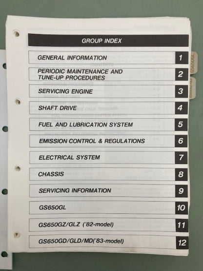 Suzuki 99500-36002-03E GS650G Service Manual '81 Genuine