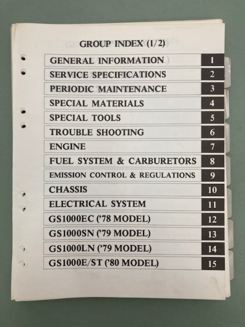 Suzuki 99500-39001-03E GS1000 Service Manual '79-'82 Genuine