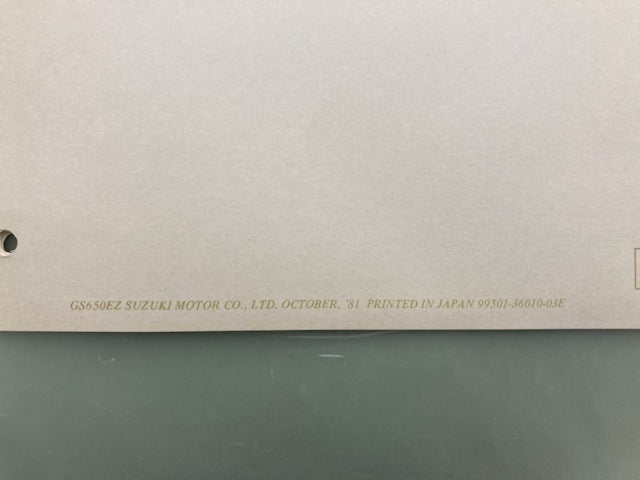 Suzuki 99501-3601-03E GS650E GS650EZ Supplementary Service Manual '81 Genuine