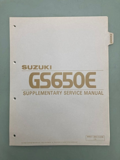 Suzuki 99501-3601-03E GS650E GS650EZ Supplementary Service Manual '81 Genuine