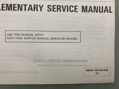 Suzuki 99501-39190-03E GSX1100G Supplementary Service Manual '91 Genuine