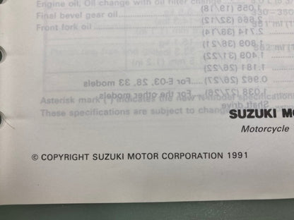 Suzuki 99501-39190-03E GSX1100G Supplementary Service Manual '91 Genuine