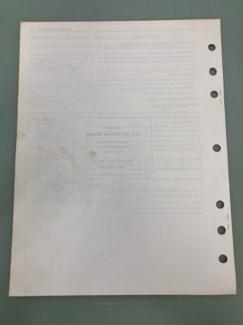 Suzuki 99501-39160-03E Katana 1100 Supplementary Service Manual '89 Genuine