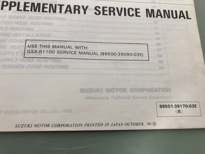 Suzuki 99501-39170-03E GSXR1100 Supplementary Service Manual '90 Genuine