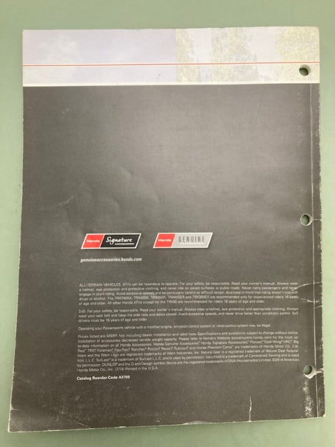 Honda SxS ATV Utility Sport Accessories Catalog 2014-2015 Genuine