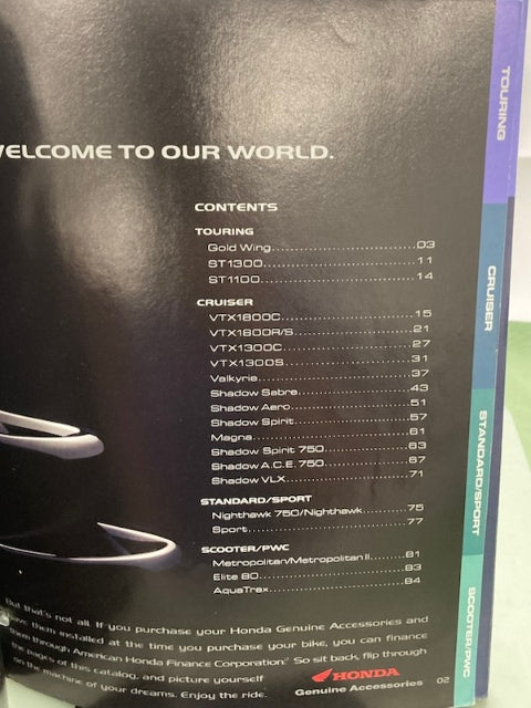 Honda Genuine Accessories Catalog '03 Genuine