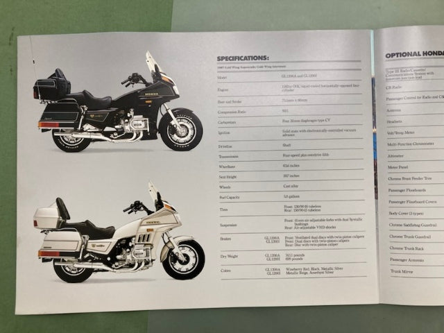 Honda Gold Wings 1987 Goldwing Sales Brochure Genuine