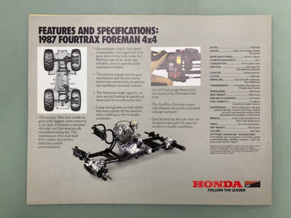 Honda FourTrax Foreman 4x4 1987 ATV Sales Brochure Genuine