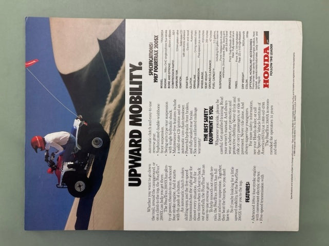 Honda FourTrax 200SX 1987 ATV Sales Brochure Genuine