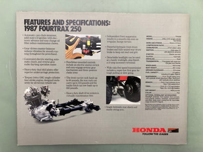 Honda FourTrax 250 TRX250 1987 ATV Sales Brochure Genuine