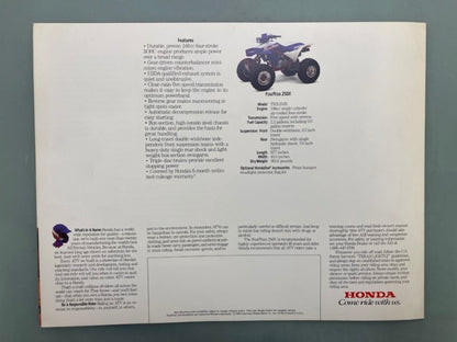 Honda FourTrax 250X 1991 ATV Sales Brochure Genuine