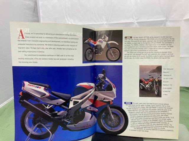 Honda 1992 All Models Motorcycle Sales Brochure Genuine